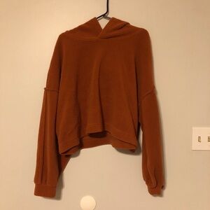 Double Zero Cropped Fleece Rust Orange Hoodie